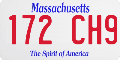 MA license plate 172CH9