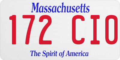MA license plate 172CI0