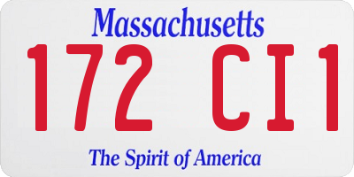MA license plate 172CI1