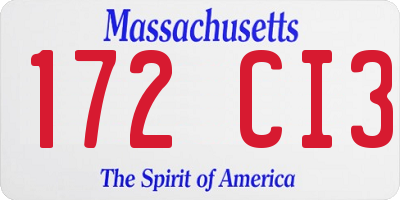 MA license plate 172CI3