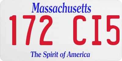 MA license plate 172CI5