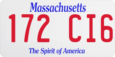 MA license plate 172CI6