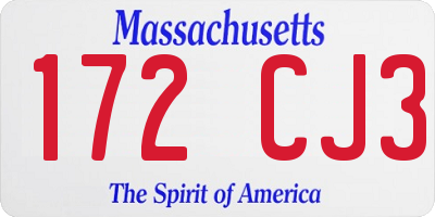 MA license plate 172CJ3