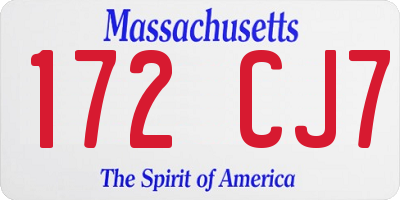 MA license plate 172CJ7