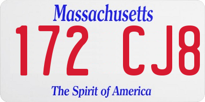 MA license plate 172CJ8