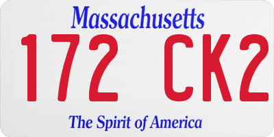 MA license plate 172CK2