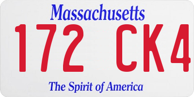 MA license plate 172CK4