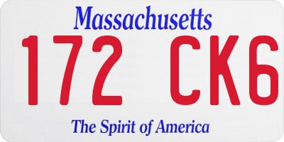 MA license plate 172CK6