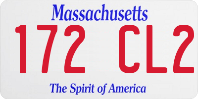 MA license plate 172CL2