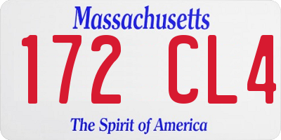 MA license plate 172CL4