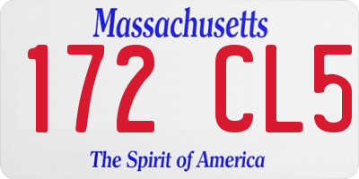 MA license plate 172CL5