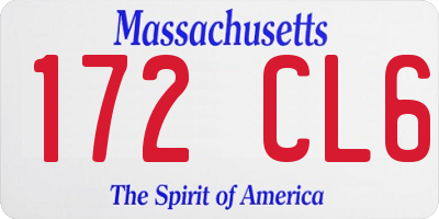 MA license plate 172CL6