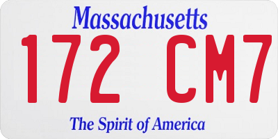 MA license plate 172CM7
