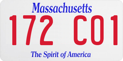 MA license plate 172CO1