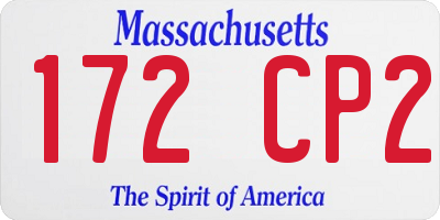 MA license plate 172CP2