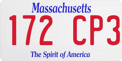 MA license plate 172CP3