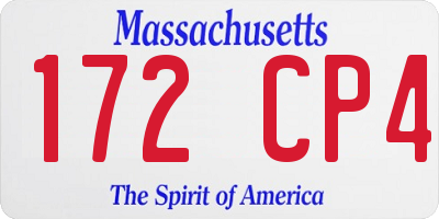 MA license plate 172CP4