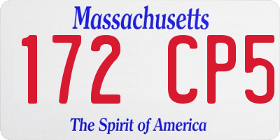 MA license plate 172CP5