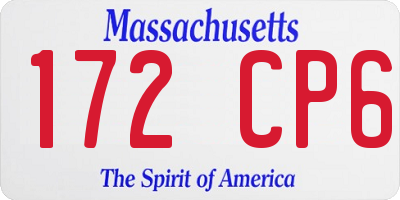 MA license plate 172CP6