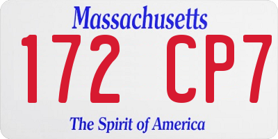 MA license plate 172CP7