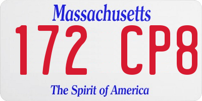 MA license plate 172CP8