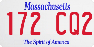 MA license plate 172CQ2