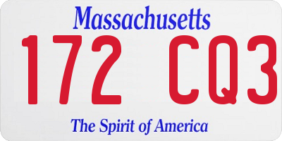 MA license plate 172CQ3