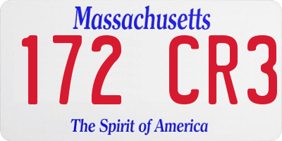 MA license plate 172CR3