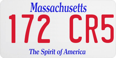 MA license plate 172CR5