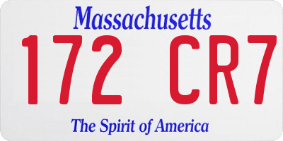 MA license plate 172CR7