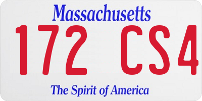 MA license plate 172CS4