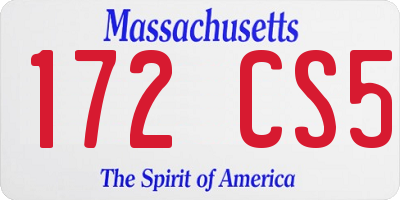 MA license plate 172CS5