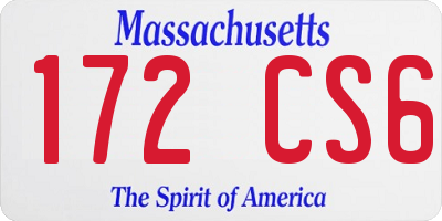 MA license plate 172CS6