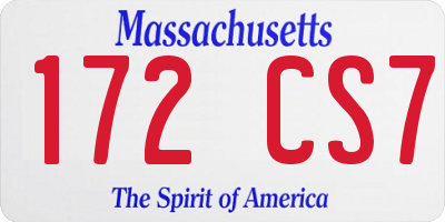 MA license plate 172CS7