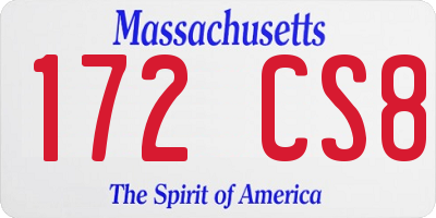 MA license plate 172CS8