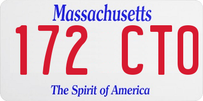 MA license plate 172CT0