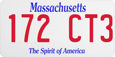 MA license plate 172CT3