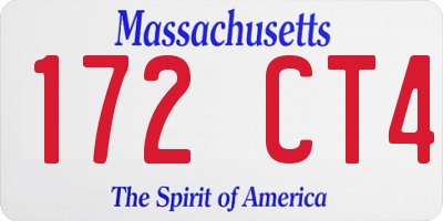 MA license plate 172CT4
