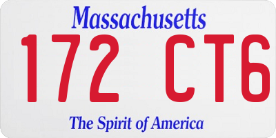 MA license plate 172CT6
