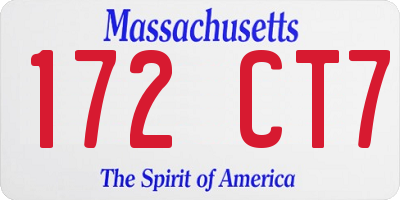 MA license plate 172CT7