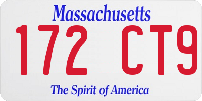 MA license plate 172CT9