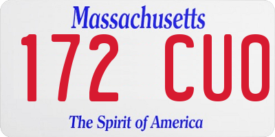 MA license plate 172CU0