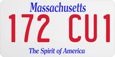 MA license plate 172CU1