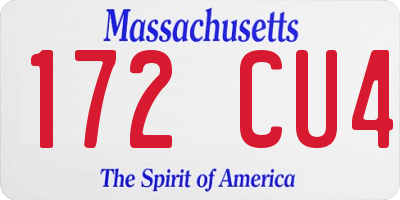 MA license plate 172CU4