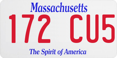 MA license plate 172CU5