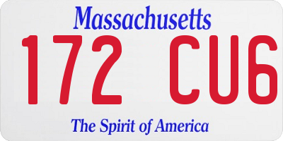 MA license plate 172CU6