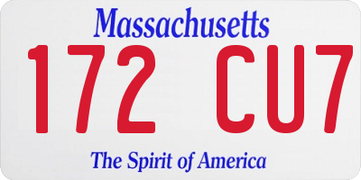 MA license plate 172CU7