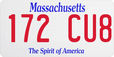 MA license plate 172CU8