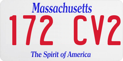 MA license plate 172CV2