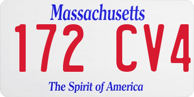 MA license plate 172CV4